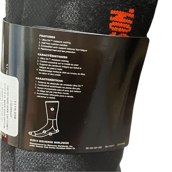 Harley-Davidson Black Merino Wool Blend Riding Boot Socks, 2 Pairs, Size L, NWT - Picture 5 of 6